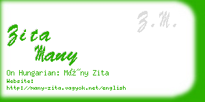 zita many business card